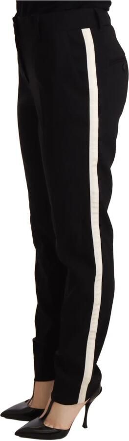 Dolce & Gabbana Black White Stripes Wool Trouser Tapered Pants Zwart Dames - Foto 14