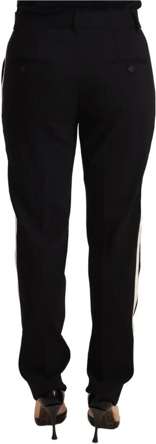 Dolce & Gabbana Black White Stripes Wool Trouser Tapered Pants Zwart Dames - Foto 10
