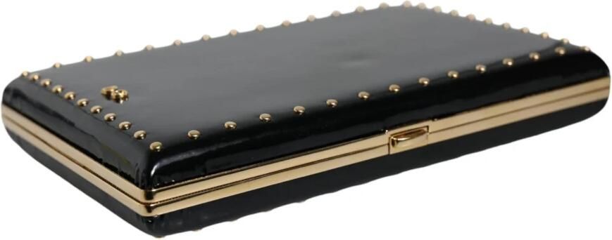 Dolce & Gabbana Studded Gouden Frame Zwarte Leren Clutch Black Dames - Foto 4