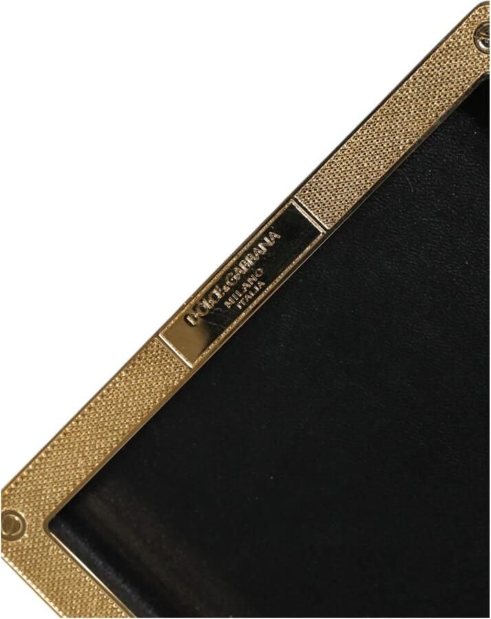 Dolce & Gabbana Studded Gouden Frame Zwarte Leren Clutch Black Dames