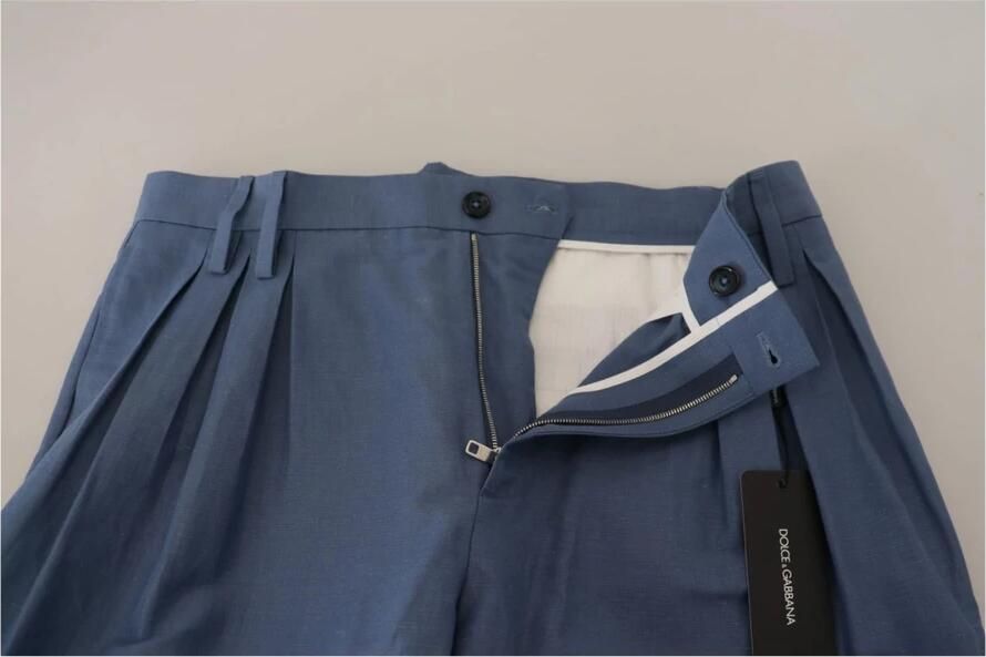 Dolce & Gabbana Blauwe Linnen Chino Heren Formele Broek Blue Heren - Foto 5