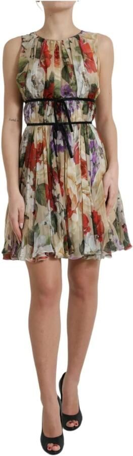 Dolce & Gabbana Beige Floral Sleeveless Round Neck Mini Dress Meerkleurig Dames - Foto 11