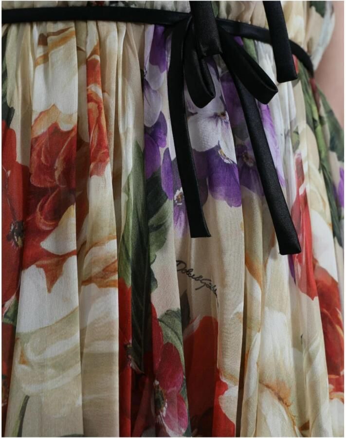 Dolce & Gabbana Beige Floral Sleeveless Round Neck Mini Dress Meerkleurig Dames