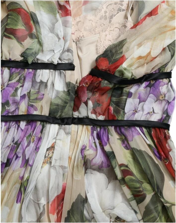 Dolce & Gabbana Beige Floral Sleeveless Round Neck Mini Dress Meerkleurig Dames - Foto 3