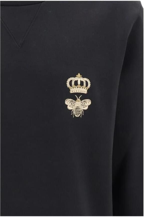 Dolce & Gabbana Kroon Bij Geborduurde Katoenen Sweatshirt Black Heren - Foto 6