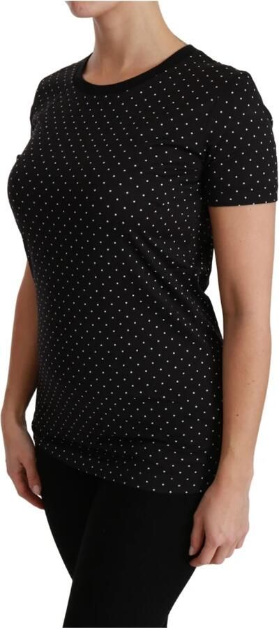 Dolce & Gabbana Dolce Gabbana Dotted Crewneck Bomuld Top T-shirt Zwart Dames - Foto 3