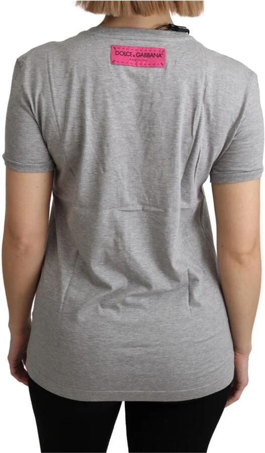 Dolce & Gabbana Gray Cotton Amore e Bellezza Top T-shirt Grijs Dames - Foto 2
