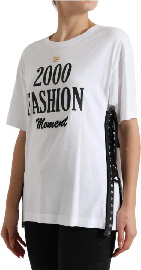 Dolce & Gabbana Witte Mode T-shirt met Slogan Print White Dames - Foto 6