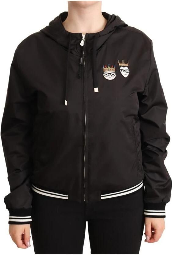 Dolce & Gabbana Zwarte Bomberjack met Elastische Manchetten en Diepe Capuchon Black Dames - Foto 6