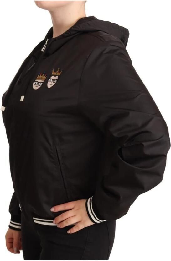 Dolce & Gabbana Zwarte Bomberjack met Elastische Manchetten en Diepe Capuchon Black Dames - Foto 4