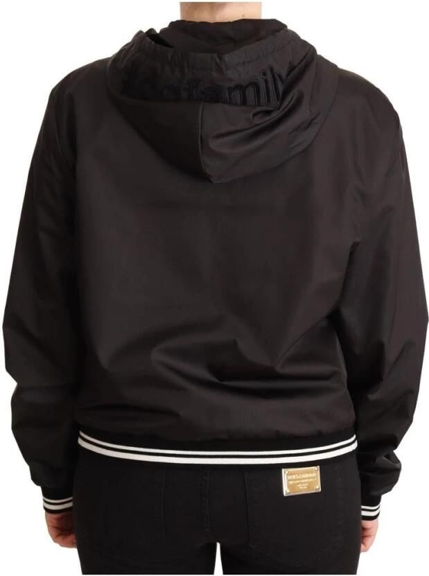 Dolce & Gabbana Zwarte Bomberjack met Elastische Manchetten en Diepe Capuchon Black Dames - Foto 3