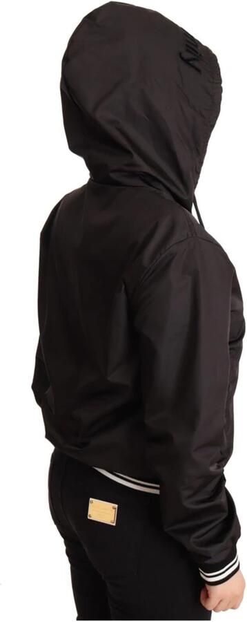 Dolce & Gabbana Zwarte Bomberjack met Elastische Manchetten en Diepe Capuchon Black Dames - Foto 5