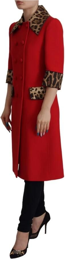 Dolce & Gabbana Luipaardprint Wollen Trenchcoat Jas Red Dames - Foto 7