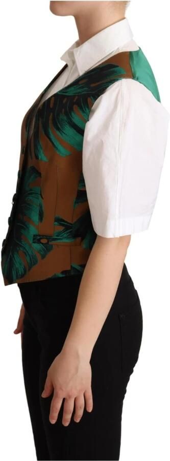 Dolce & Gabbana Tropische Bladprint Zijden Vest Goud Multicolor Dames - Foto 3