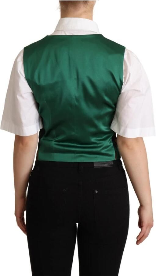 Dolce & Gabbana Tropische Bladprint Zijden Vest Goud Multicolor Dames - Foto 2