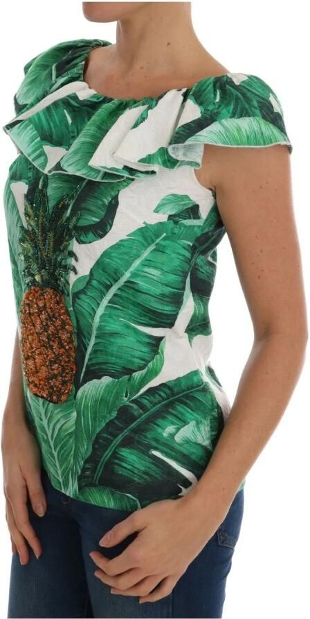 Dolce & Gabbana Tropische Elegantie Paillet Ananas Blouse Green Dames - Foto 2