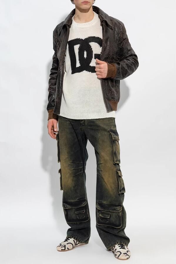 Dolce & Gabbana Logo Linnen Sweater Gemaakt in Italië Beige Heren - Foto 4