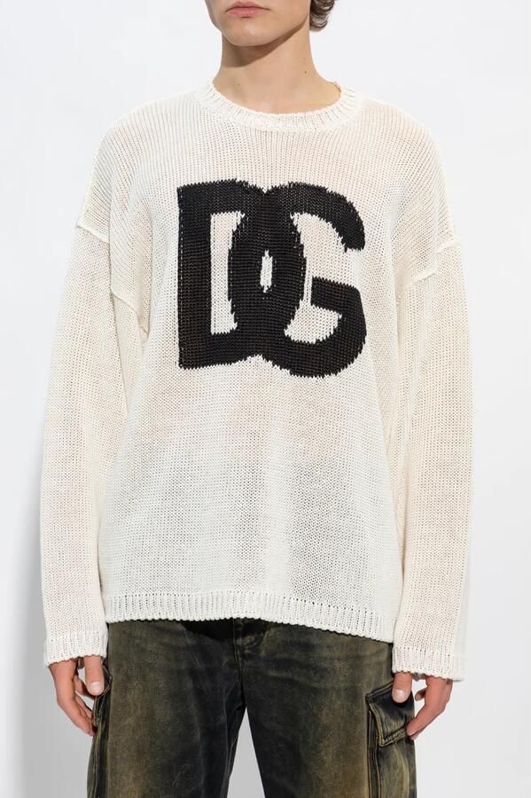 Dolce & Gabbana Logo Linnen Sweater Gemaakt in Italië Beige Heren - Foto 5