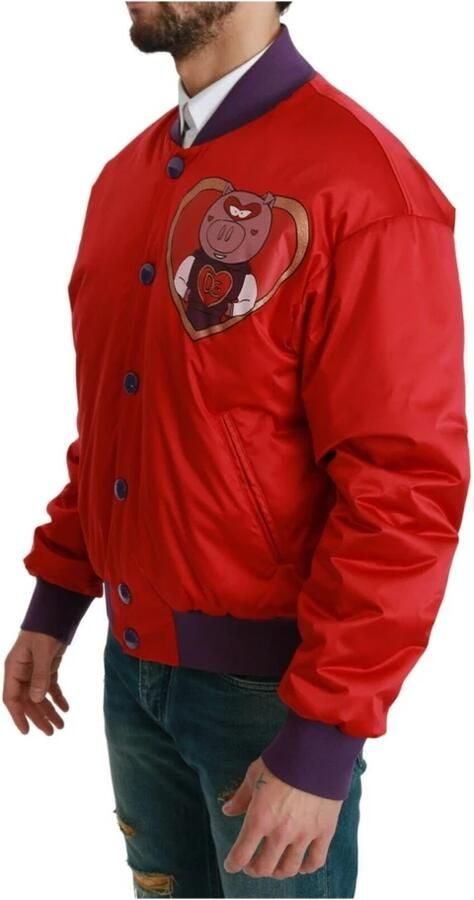 Dolce & Gabbana Rode Multicolor Varkensmotief Bomberjack Red Heren - Foto 4