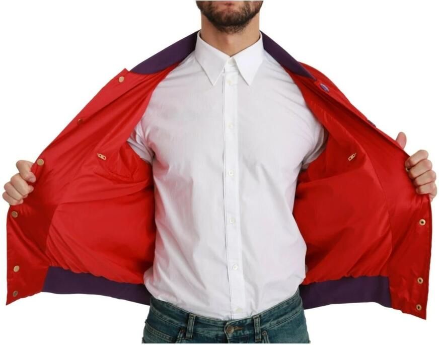 Dolce & Gabbana Rode Multicolor Varkensmotief Bomberjack Red Heren