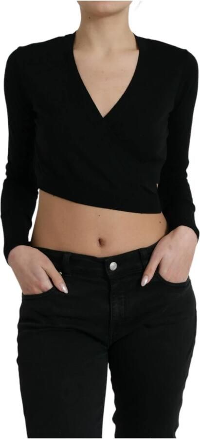 D&G Sweater D&G VNeck Wrap Crop Knit Top met lange mouwen - Foto 6