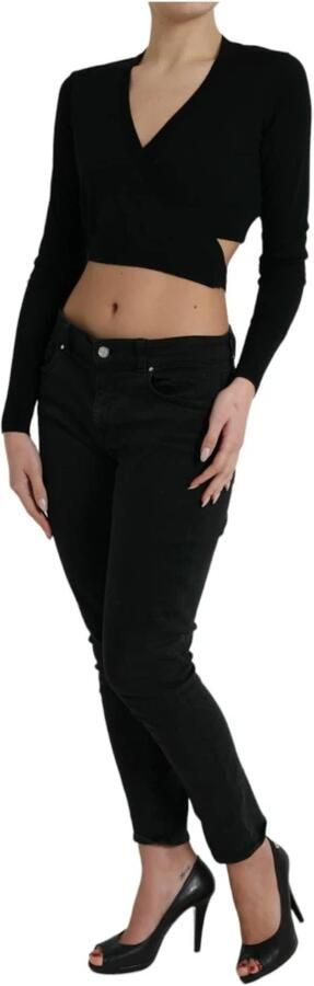 D&G Sweater D&G VNeck Wrap Crop Knit Top met lange mouwen - Foto 5