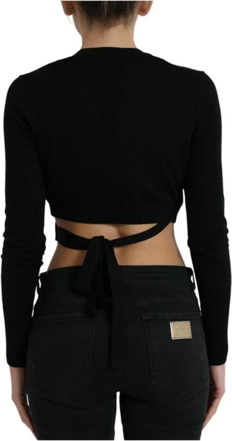 D&G Sweater D&G VNeck Wrap Crop Knit Top met lange mouwen - Foto 4