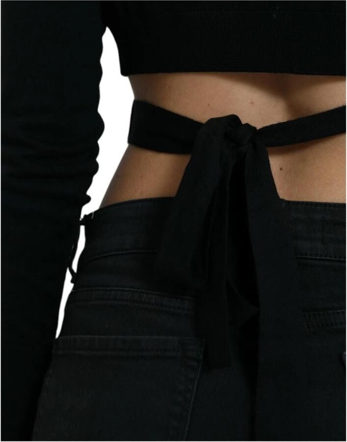 D&G Sweater D&G VNeck Wrap Crop Knit Top met lange mouwen