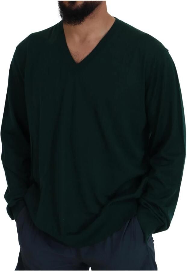 Dolce & Gabbana Green Cashmere Crewneck Pullover Sweater Groen Heren - Foto 3