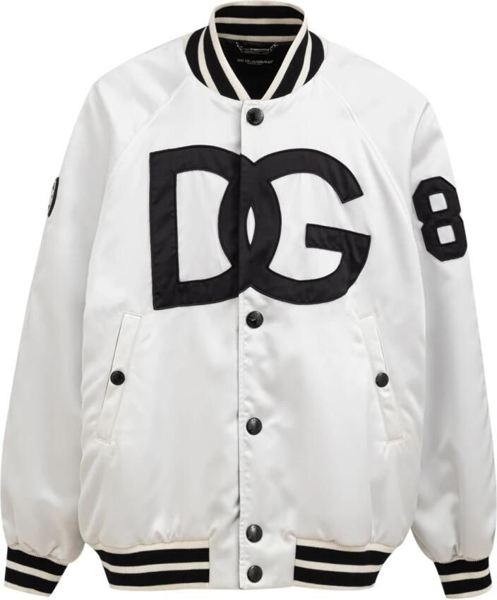 Dolce & Gabbana Metalen Detail Bomberjack in Wit White Heren - Foto 5