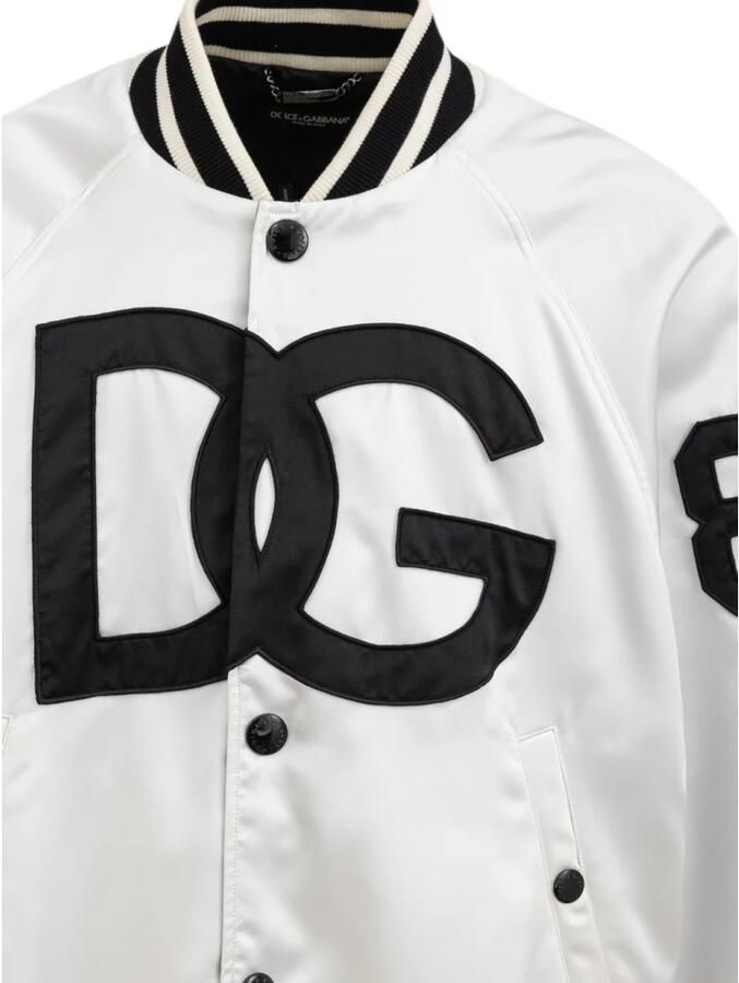 Dolce & Gabbana Metalen Detail Bomberjack in Wit White Heren - Foto 3