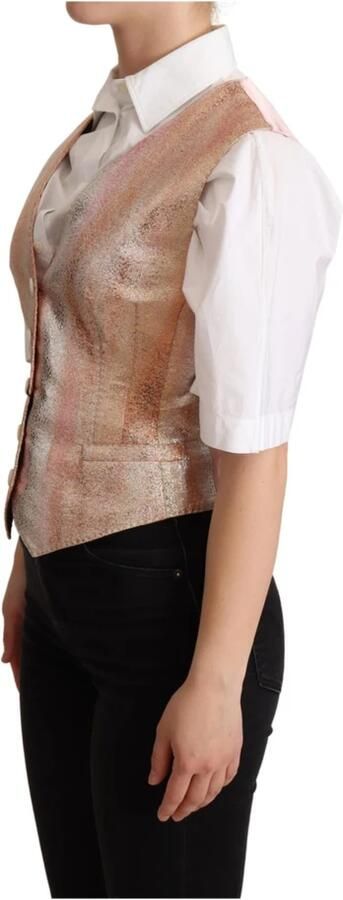 Dolce & Gabbana Pink Waistcoat Stripe Waistcoat Vest Top Roze Dames - Foto 3