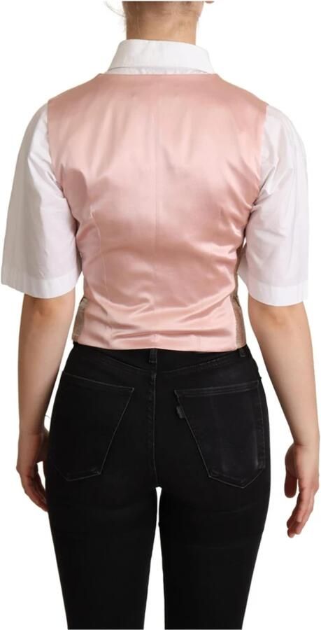 Dolce & Gabbana Pink Waistcoat Stripe Waistcoat Vest Top Roze Dames - Foto 2