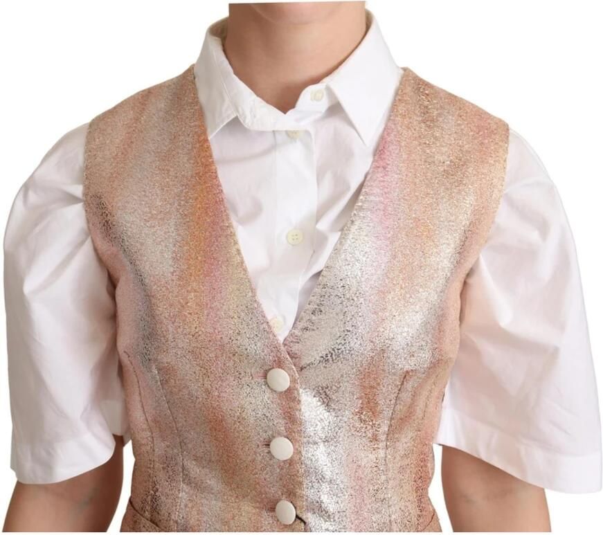 Dolce & Gabbana Pink Waistcoat Stripe Waistcoat Vest Top Roze Dames