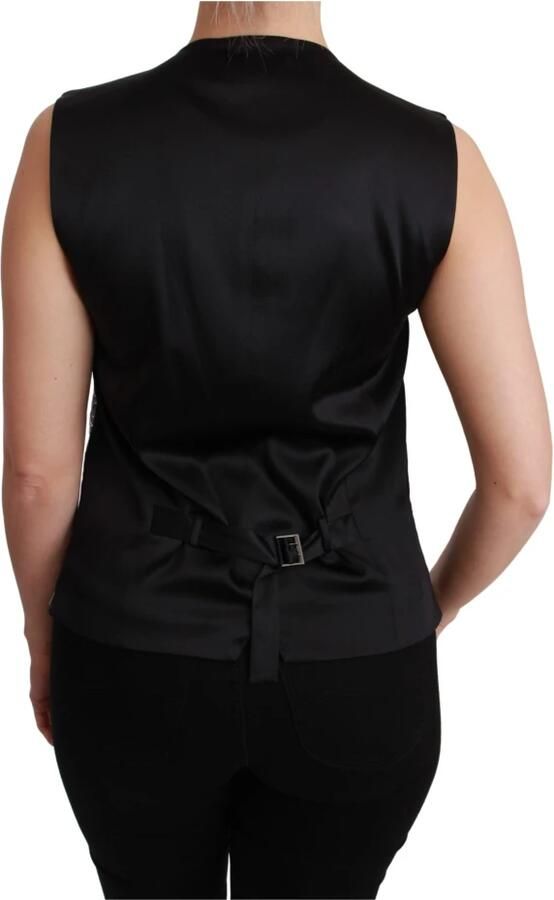 Dolce & Gabbana Glamoureuze Zilveren Brokaat Mouwloze Top Gray Dames - Foto 2