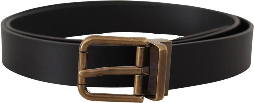 Dolce & Gabbana Vintage Metalen Gesp Leren Riem Black Heren
