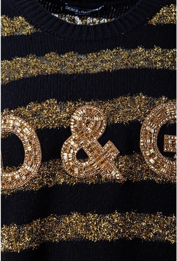 Dolce & Gabbana Gezellige en stijlvolle zwarte en gouden gebreide trui Black Dames - Foto 3