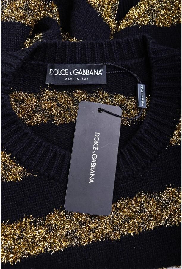 Dolce & Gabbana Gezellige en stijlvolle zwarte en gouden gebreide trui Black Dames - Foto 4