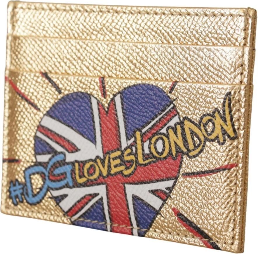 Dolce & Gabbana Gouden Leren #DGLovesLondon Dames Kaarthouder Portemonnee Yellow Dames