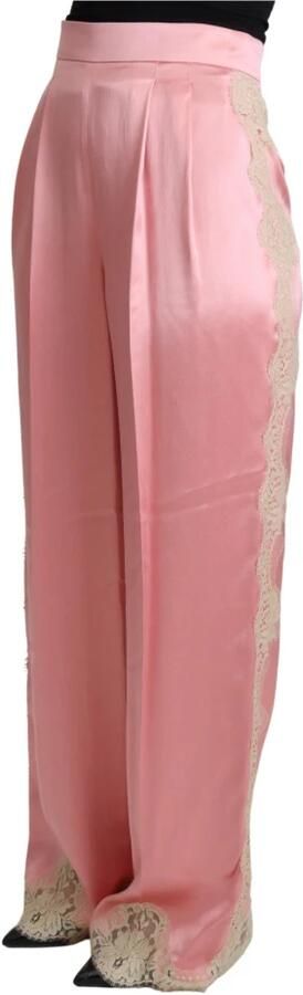 Dolce & Gabbana Wijde broek van zijde-mix met kanten afwerking Pink Dames - Foto 2