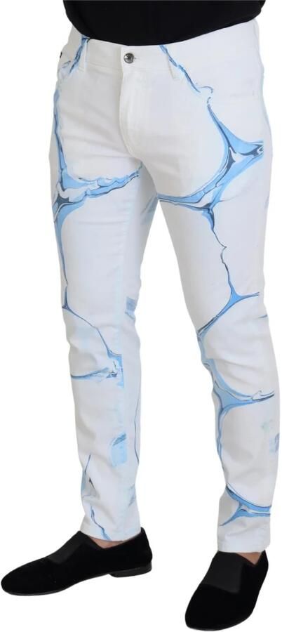 Dolce & Gabbana White Blue Denim Cotton Jeans Stretch Skinny Fit Pant Blauw Heren - Foto 6