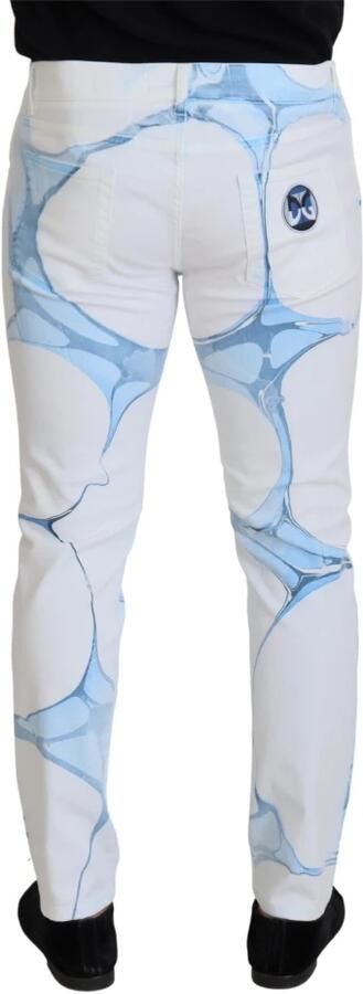 Dolce & Gabbana White Blue Denim Cotton Jeans Stretch Skinny Fit Pant Blauw Heren - Foto 7