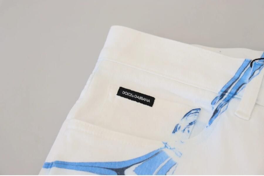 Dolce & Gabbana White Blue Denim Cotton Jeans Stretch Skinny Fit Pant Blauw Heren - Foto 3