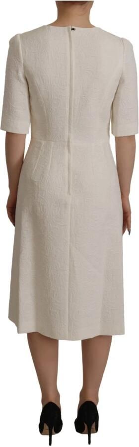 Dolce & Gabbana White Jaquard Midi Floral Sheath Brocade Dress Wit Dames - Foto 5
