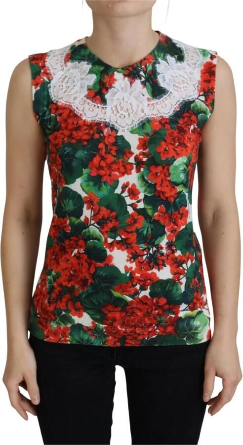 Dolce & Gabbana Witte Bloemen Wollen Kant Vest Tanktop Multicolor Dames - Foto 6