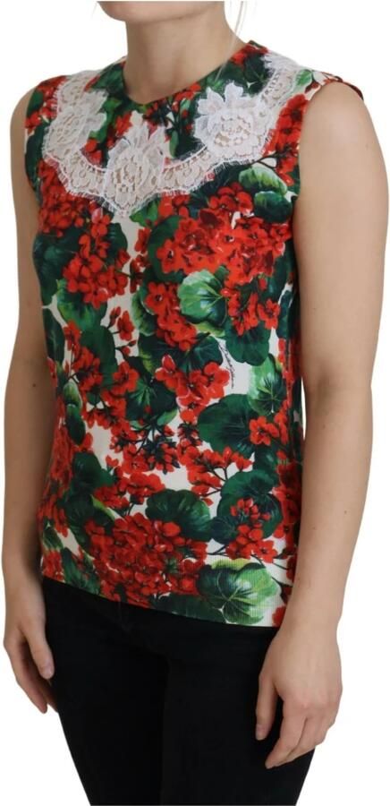 Dolce & Gabbana Witte Bloemen Wollen Kant Vest Tanktop Multicolor Dames - Foto 5