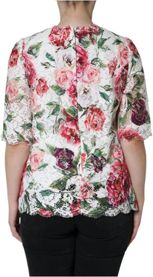 Dolce & Gabbana Witte Bloemenkanten Blouse met Zijde Multicolor Dames - Foto 3
