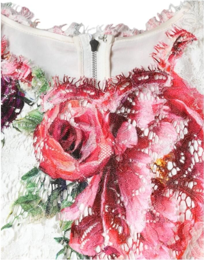 Dolce & Gabbana Witte Bloemenkanten Blouse met Zijde Multicolor Dames - Foto 2