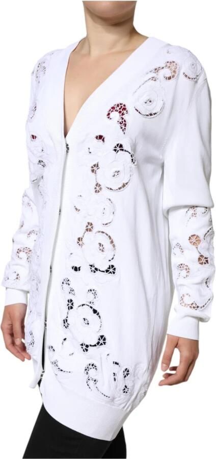 Dolce & Gabbana Witte Bloemige Cardigan Sweater Knoopsluiting White Dames - Foto 5