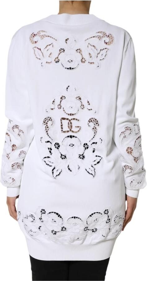 Dolce & Gabbana Witte Bloemige Cardigan Sweater Knoopsluiting White Dames - Foto 4